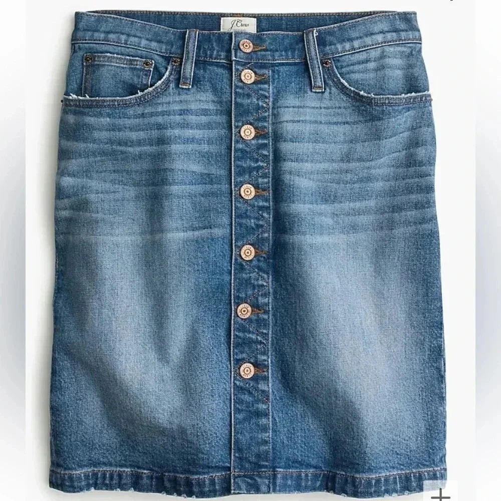 NWT J. Crew 29 Button-front Medium Wash Denim Skirt